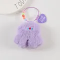 Detail of purple plush keychain with colorful smiley beads and a heart Forever charm - Purple