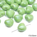 Groene hart keramische kralen 17x15mm voor DIY-sieraden en handgemaakte armbanden - Groot Hart / 1 Stuk/Verpakking (17x15mm) / Groen