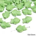 Visvormige lichtgroene keramische kralen voor DIY sieraden maken 19x15mm geglazuurd - Vis / 1 Stuk/Verpakking (19x15mm) / Groen