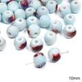 10mm hemelsblauwe keramische ronde kraal met roodbruin glazuur voor DIY sieraden - Ronde kralen / 5 Stuks/Verpakking (10mm) / Blauw