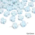 Lichtblauwe 12x13mm klavertje vier keramische kralen met parelglans voor DIY - Klaver / 2 Stuks/Verpakking (12x13mm) / Blauw