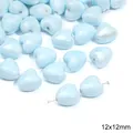 Lichtblauwe hartvormige keramische kraal 12x12mm met parelglans voor DIY-sieraden - Hart / 2 Stuks/Verpakking (12x12mm) / Blauw