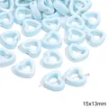 15x13mm lichtblauwe hartvormige keramische kraal voor DIY sieraden en handwerk - Hol Hart / 2 Stuks/Verpakking (15x13mm) / Blauw