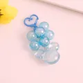 Blue translucent resin grape keychain with sparkling glitter and heart-shaped spring clip - Starry Blue String (5219-4) / Blue