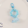 Cute blue whale beaded keychain with resin charm and shimmering glitter beads for bags - Sky Blue (yc-5193-2)