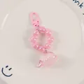 Cute pink beaded whale keychain with glitter resin charms and metal spring clasp - Pink (yc-5193-3)