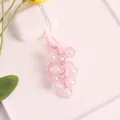 Rosa Acryl Trauben Schlüsselanhänger mit Glitzerperlen an einer weißen Kopfhörerbox - Hellrosa (yc5220-3)