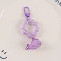 Cute purple resin whale charm keychain with glitter beads and a spring buckle clasp - Purple (yc-5193-4)