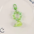 Cute light green resin whale keychain with iridescent beads for bags and keys - Green (yc-5193-5)