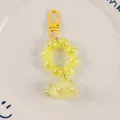 Glittering yellow resin whale keychain with lemon yellow beads and metal snap hook - Yellow (yc-5193-6)