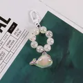 Iridescent resin whale keychain with pearlescent beads and white lobster clasp - Iridescent White (yc-5193-7)