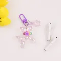 Dettaglio portachiavi a forma di cane palloncino viola cangiante con anello a D e stella - Viola (yc5227-5)
