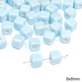 8x8mm lichtblauwe kubusvormige keramische kralen voor DIY-sieraden met glanzende glazuur - Kleine kubus / 4 Stuks/Pak (8x8mm) / Blauw