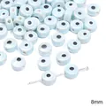 Lichtblauwe 8mm keramische evil eye kralen voor DIY-sieraden en handgemaakte armbanden - Evil Eye Oblate Bead / 2 Stuks/Pak (8x5mm) / Blauw