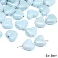 Lichtblauwe hartvormige keramische kraal met parelglans voor DIY-sieraden van 15x13mm - Hart / 2 Stuks/Verpakking (15x13mm) / Blauw