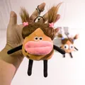 Macro detail of the funny plush keychain with oversized pink lips and star hair accessory - Pink Big Lips Style (yc5278-1)