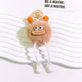 Close-up of plush monster keychain with big eyes, orange details and white shoes - Dark Khaki Monster Style (yc5281-6)