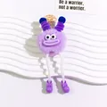 Close-up of a purple monster plush keychain with big eyes and rope legs on a stylish base - Purple Monster Style (yc5281-1)