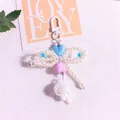 Detail of beaded bow keychain with heart beads and colorful lollipop pendant - Multicolor Bow Style(yc5294-3)