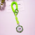 Close-up of neon green spiral spring keychain with poker club chip and plastic links - Green (Value 200)