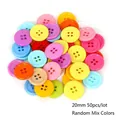 Detailed view of 20mm mixed color plastic 4-hole buttons in 50-piece assorted lot - Diameter 20mm x Thickness 3mm (50 Pieces/Pack) / Random Mixed Colors