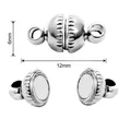 Cylindrical 12mm x 6mm silver magnetic jewelry clasp for DIY bracelets and necklaces - Lace Style (FKC023-03)