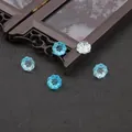 Light blue and clear glass lotus flower beads for traditional hairpins and DIY jewelry - 10 Pieces Pack / Gradient Blue