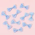 10er-Pack blau-weiß karierte Stoffschleifen für DIY-Haarschmuck und Bastelarbeiten - 3x1.5cm / Blau-Weiß Karierter Stil / 25er Pack / Hellblau