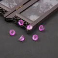 Five purple flower-shaped glass beads for DIY jewelry making on a vintage wooden background - 10 Pieces Pack / Gradient Rose Red