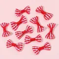 Set de 10 mini lazos a rayas rojas y blancas para accesorios de pelo DIY y manualidades - Rojo