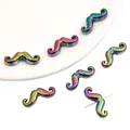 Rainbow plated mustache shape acrylic beads for DIY jewelry and phone chain making - Mustache / 24x9mm (10 Pieces/Pack) / Black