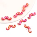Iridescent mustache-shaped acrylic beads for DIY jewelry with rainbow metallic finish - Mustache / 24x9mm (10 Pieces/Pack) / Red