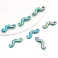 Rainbow plated mustache shaped acrylic beads with holes for DIY jewelry making - Mustache / 24x9mm (10 Pieces/Pack) / Green