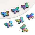 Rainbow plated acrylic butterfly beads with horizontal holes for DIY jewelry making - Butterfly / 17x12mm / Black