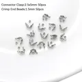 50pcs of 2.5x5mm silver connector clasps and 1.5mm crimp beads for DIY jewelry - 2.5x5mm & 1.5mm (100 Pieces/Pack) / Silver