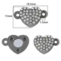Gunmetal heart-shaped magnetic jewelry clasp with white crystals, 18.5mm length - Gun Black Rhinestone Heart Style (FKC023-31)