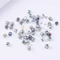 Faceted aurora teardrop glass crystal beads for DIY jewelry and necklace making - 9x8mm, Aperture approx 1mm, 10 Pcs/Pack / #05 Rose Green