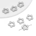 Silver plated flower spacer beads with large hole for DIY jewelry making - Flower Shape (BSE048) / 20 Pieces/Pack (15x14mm) / Silver