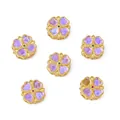 Set of 6 gold-plated cherry blossom beads with purple iridescent petals for DIY jewelry - Four-Leaf Clover Style / 1 Piece (11x11mm) / Purple