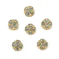 Golden four-leaf clover beads with iridescent glitter inlay for DIY jewelry making - Four-Leaf Clover Style / 1 Piece (11x11mm) / Blue
