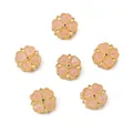 Set of 6 gold-plated cherry blossom beads with pink petals for DIY jewelry making - Clover Style (#05) / 1 Piece / Gold Pink