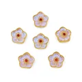 Gold plated cherry blossom flower spacer beads in purple iridescent finish for DIY jewelry - Plum Blossom Style (#07) / 1 Piece / Gold And Off-white