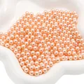 Perles rondes en ABS rose saumon à haute brillance pour bijoux DIY et décoration - Orange