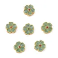 Green cherry blossom pendant bead with gold plating and cat eye stone for DIY jewelry - Cherry Blossom Style / 1 Piece (12mm) / Blue