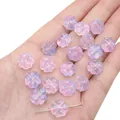 Pink and blue gradient clover glass beads for DIY jewelry with center hole feature - Blue and Purple