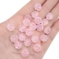 Translucent pink flower glass bead on a metal pin for DIY jewelry making - Pink
