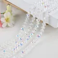 Faceted AB crystal rondelle beads in transparent finish for DIY jewelry making - 8mm (65 Pcs/Pack) / Half AB White