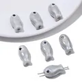 Perline in ceramica a forma di pesce grigio argento per gioielli artigianali - 2 Pezzi/Confezione (10x19mm) / Grigio chiaro