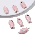 Perline in ceramica rosa a forma di pesce con foro per gioielli fatti a mano - 2 Pezzi/Confezione (10x19mm) / Rosa chiaro