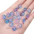 Blue-pink gradient flower glass beads for DIY jewelry making held in a hand - Dark Blue